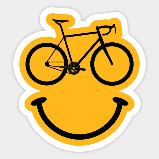 Bicycle Smiley Face Sticker by ClarkStreetPress